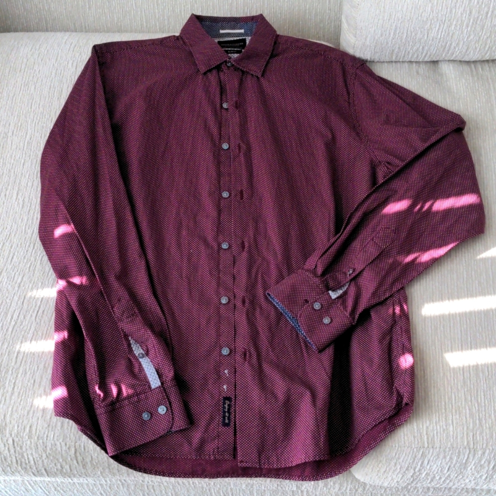👔👔 +1 FREE 👔 Denim and Flower by Ricky Singh Large Men's Maroon  Slim Fit